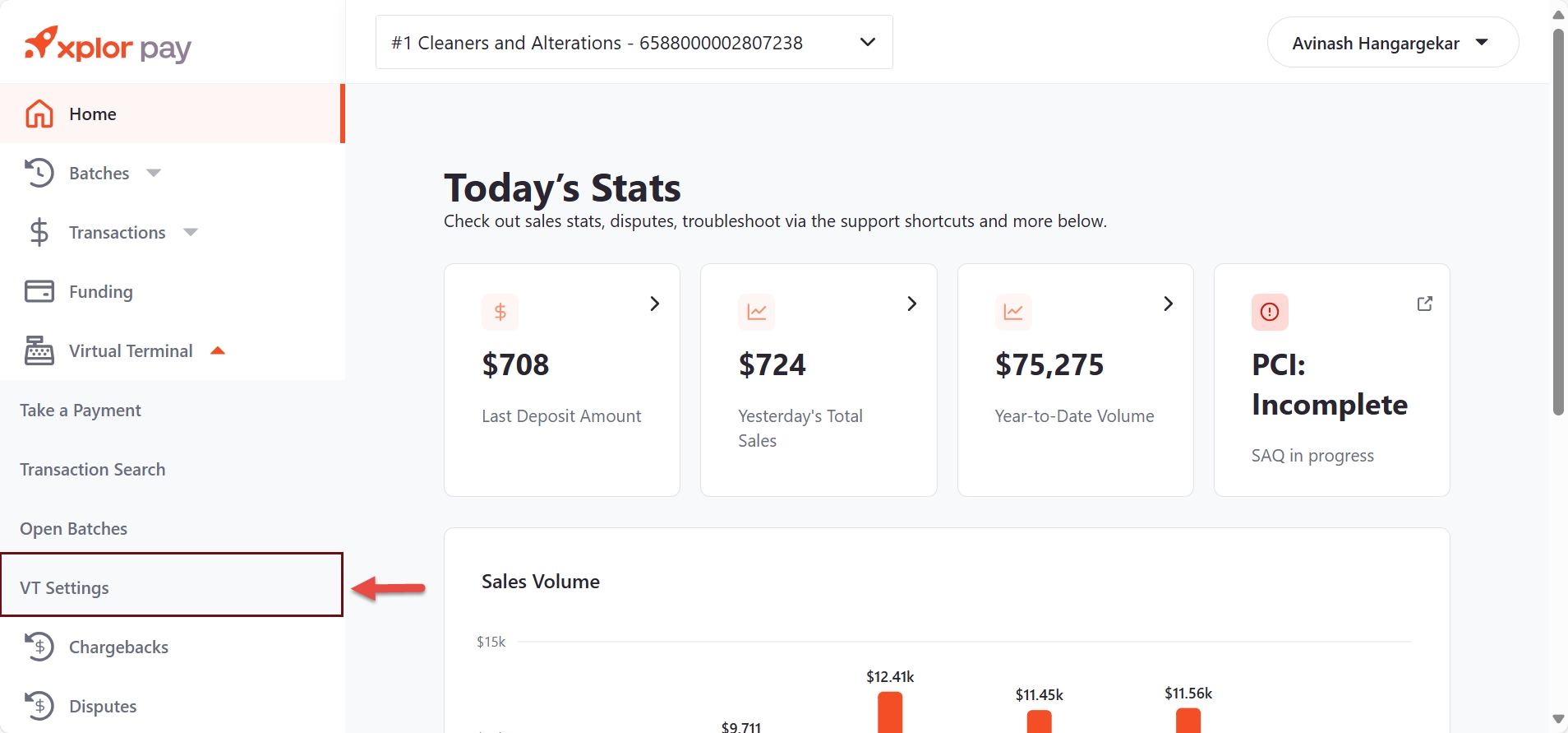 Screenshot: Merchant Portal homepage